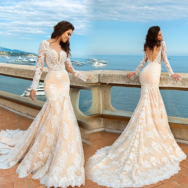mermaid long sleeve full lace wedding dresses 2017 robe de mariage applique vestido de noiva backless beach bridal gowns, White
mermaid long sleeve full lace wedding dresses 2017 robe de mariage applique vestido de noiva backless beach bridal gowns, White
