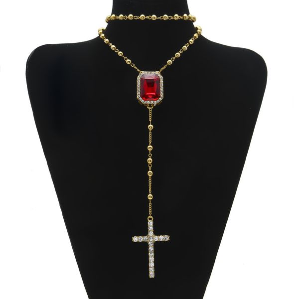 Catholic Religious Jewelry Hip Hop Style Square Crystal Pendant Stainless Steel Bead Necklace Cross Rosary Necklace Chain
Catholic Religious Jewelry Hip Hop Style Square Crystal Pendant Stainless Steel Bead Necklace Cross Rosary Necklace Chain