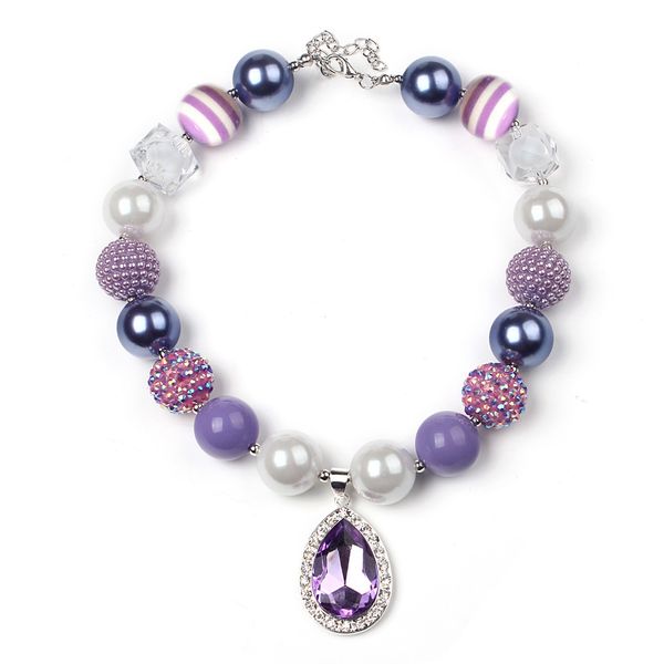 new amulet teardrop amethyst necklace chunky bubblegum bead for kids toddler dress up hj103, Silver
new amulet teardrop amethyst necklace chunky bubblegum bead for kids toddler dress up hj103, Silver