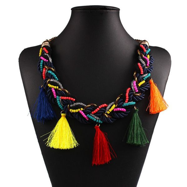 2017 ethnic bohemia necklace multicolor tassel braided rope gold colorful beads for women fashion jewelry, Black
2017 ethnic bohemia necklace multicolor tassel braided rope gold colorful beads for women fashion jewelry, Black
