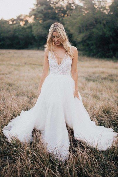sheer country tulle wedding dresses 2019 new vestido de novia sweep train a-line lace front split boho backless bridal gowns custom w820, White
sheer country tulle wedding dresses 2019 new vestido de novia sweep train a-line lace front split boho backless bridal gowns custom w820, White