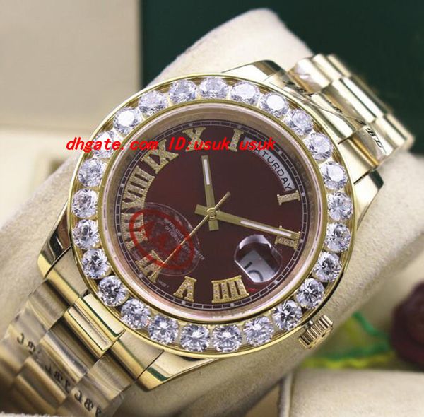luxury wristwatch amazing brown dial mens 2 ii 18k 41mm yellow gold bigger diamond ceramic bezel automatic mechanical men watches, Slivery;brown
luxury wristwatch amazing brown dial mens 2 ii 18k 41mm yellow gold bigger diamond ceramic bezel automatic mechanical men watches, Slivery;brown