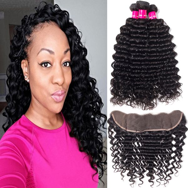 deep wave brazilian virgin hair 13x4 lace frontal closure with bundles 100% human hair weave 3 bundles lace frontal brazilian peruvian hair, Black;brown
deep wave brazilian virgin hair 13x4 lace frontal closure with bundles 100% human hair weave 3 bundles lace frontal brazilian peruvian hair, Black;brown