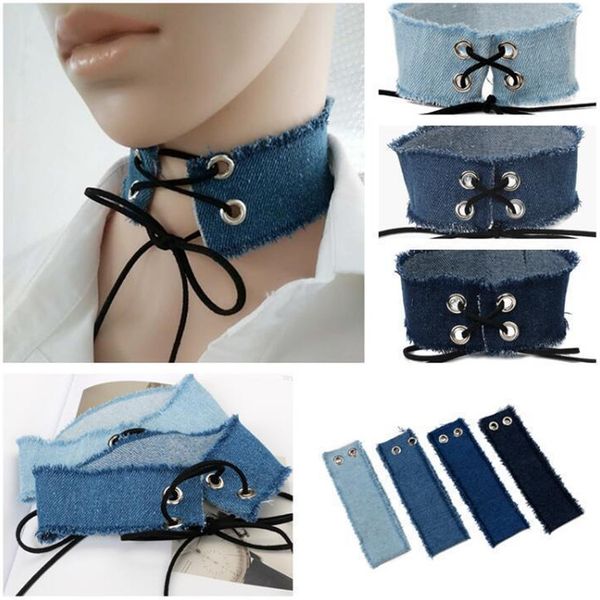 bohemia style four color choice width chunky blue jeans choker necklace women gothic lace up denim collar choker jewelry 2017 wholesale, Golden;silver
bohemia style four color choice width chunky blue jeans choker necklace women gothic lace up denim collar choker jewelry 2017 wholesale, Golden;silver