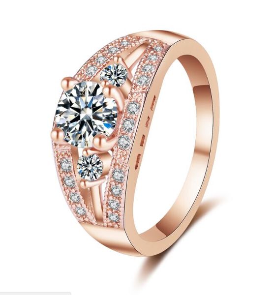 wedding ring classic design platinum plated or rose gold plated 6mm simulated diamond promise rings for women, Silver
wedding ring classic design platinum plated or rose gold plated 6mm simulated diamond promise rings for women, Silver