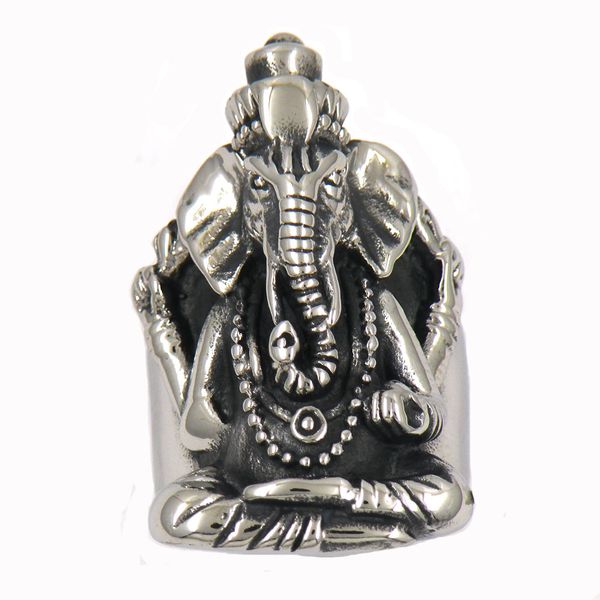 fanssteel stainless steel mens or womens punk vintage elephant ganesha ring biker ring signet ring gift 12w26, Silver 
fanssteel stainless steel mens or womens punk vintage elephant ganesha ring biker ring signet ring gift 12w26, Silver