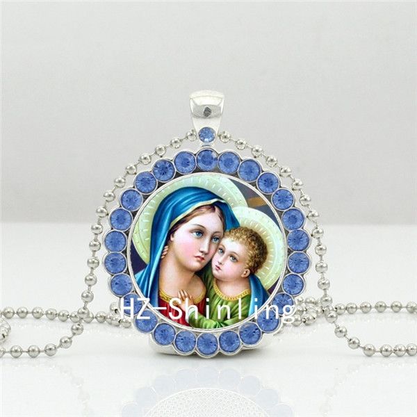 new blessed virgin mary mother of baby necklace blessed virgin pendant christian jewelry crystal pendant necklace ndc-005, Silver
new blessed virgin mary mother of baby necklace blessed virgin pendant christian jewelry crystal pendant necklace ndc-005, Silver