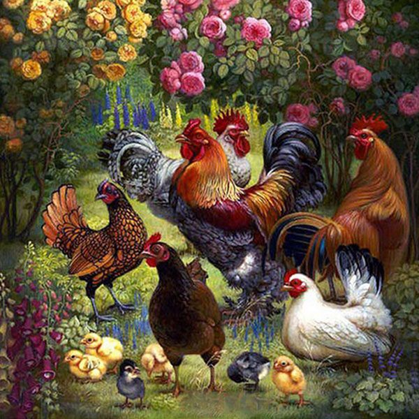 

Домашний сад курица цветок настенные росписи для гостиной Кристалл стразы Diy Алмаз живопись новинка животных вышивки крестом наборы