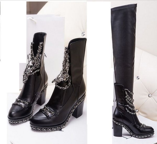 wholesale-women genuine leather over the knee metal chains boots spring autumn woman high heels boots plus size 35-41 sxq0604, Black
wholesale-women genuine leather over the knee metal chains boots spring autumn woman high heels boots plus size 35-41 sxq0604, Black