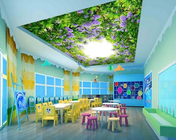 custom any size flowers ceiling frescoes 3d ceiling murals wallpaper