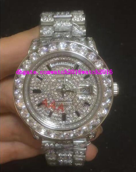 New Arrival Luxury Wristwatch 18K Mens White Gold 36MM Bigger Diamond Watch Mechanical Men Watches
New Arrival Luxury Wristwatch 18K Mens White Gold 36MM Bigger Diamond Watch Mechanical Men Watches