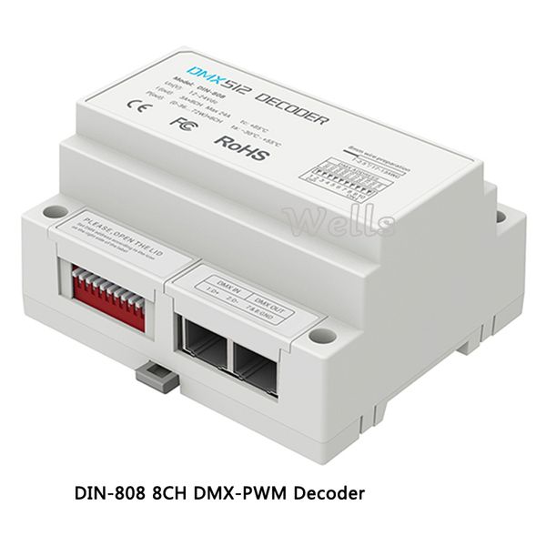 2018 Ltech Din-808 8ch Dmx-pwm Decoder Dc12-24v Input 3a*8ch Max 24a Output 8 Channel Led Rgbw Strip Decoder