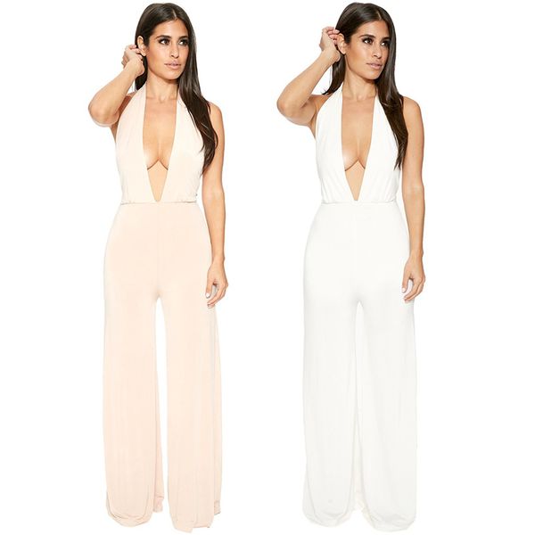 wholesale- 2017 women deep v neck hollow out solid loose backless full length jumpsuits ladies off shoulder fashion rompers 2 colors, Black;white
wholesale- 2017 women deep v neck hollow out solid loose backless full length jumpsuits ladies off shoulder fashion rompers 2 colors, Black;white