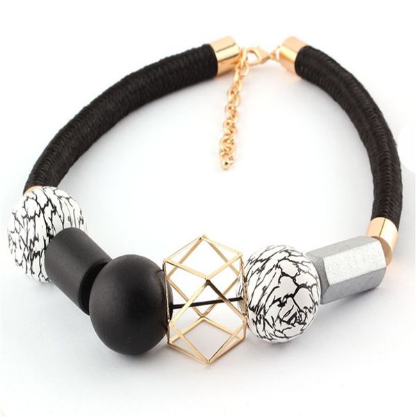 new boho jewelry leather bib statement chain black & white beads charms collar chokers necklaces for women, Golden;silver
new boho jewelry leather bib statement chain black & white beads charms collar chokers necklaces for women, Golden;silver