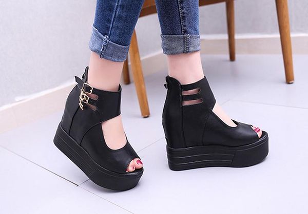 vogue of new fund of 2017 increased thick bottom platform shoes female leisure cool sandals, Black
vogue of new fund of 2017 increased thick bottom platform shoes female leisure cool sandals, Black