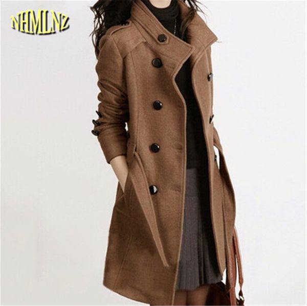 wholesale- 2017 women autumn and winter new fashion coat solid color slim long-sleeved double-breasted medium long woolen coat women wxy197, Tan;black
wholesale- 2017 women autumn and winter new fashion coat solid color slim long-sleeved double-breasted medium long woolen coat women wxy197, Tan;black