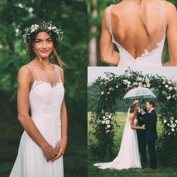 vintage bohemian 2017 country garden wedding dresses sheer neck chapel train backless modest boho bridal gowns cheap, White
vintage bohemian 2017 country garden wedding dresses sheer neck chapel train backless modest boho bridal gowns cheap, White