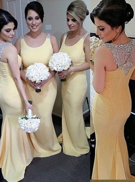 yellow bridesmaid dress mermaid scoop neck floor length beading sleeveless elastic satin plus size maid of honor dresses, White;pink
yellow bridesmaid dress mermaid scoop neck floor length beading sleeveless elastic satin plus size maid of honor dresses, White;pink
