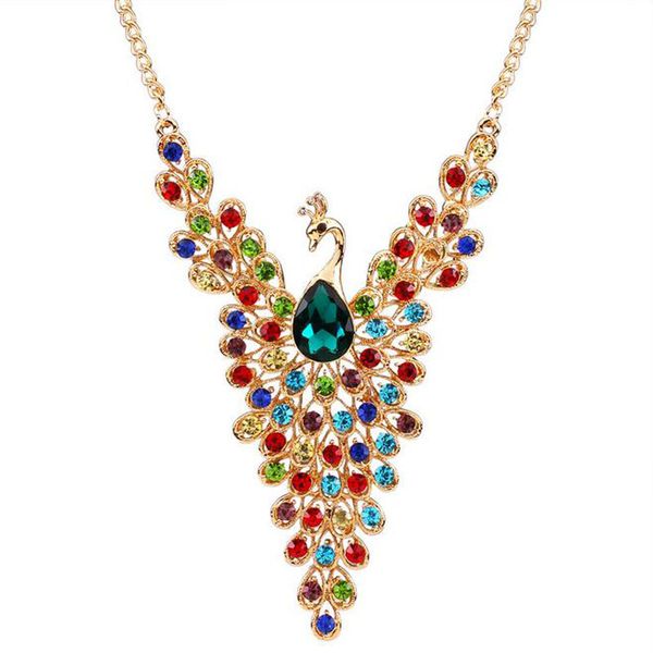 2017 new Luxury Gold Color Peacock Design Multicolor Created Diamond Necklace for Wedding Women Wholesale free shipping
2017 new Luxury Gold Color Peacock Design Multicolor Created Diamond Necklace for Wedding Women Wholesale free shipping