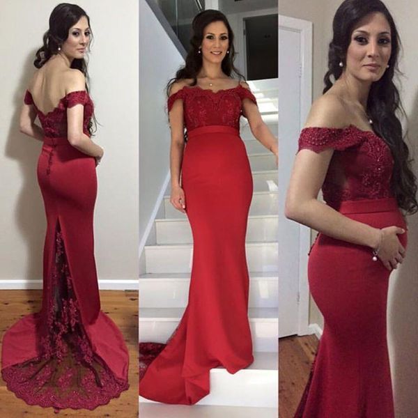 sheer backless evening dress pregnant mermaid off-shoulder red carpet lace party long formal gowns 2019 new appliques burgundy fashion, Black;red
sheer backless evening dress pregnant mermaid off-shoulder red carpet lace party long formal gowns 2019 new appliques burgundy fashion, Black;red