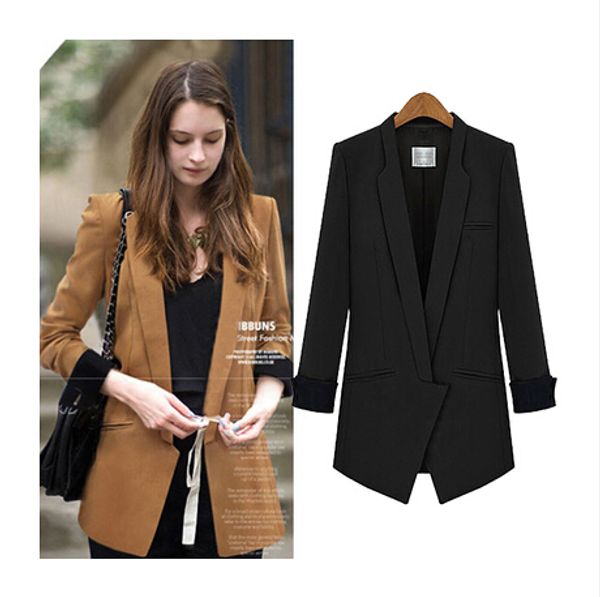wholesale- 2017 new brand spring autumn long women jackets coat slim ladies black camel patchwork business suits, Black;brown
wholesale- 2017 new brand spring autumn long women jackets coat slim ladies black camel patchwork business suits, Black;brown