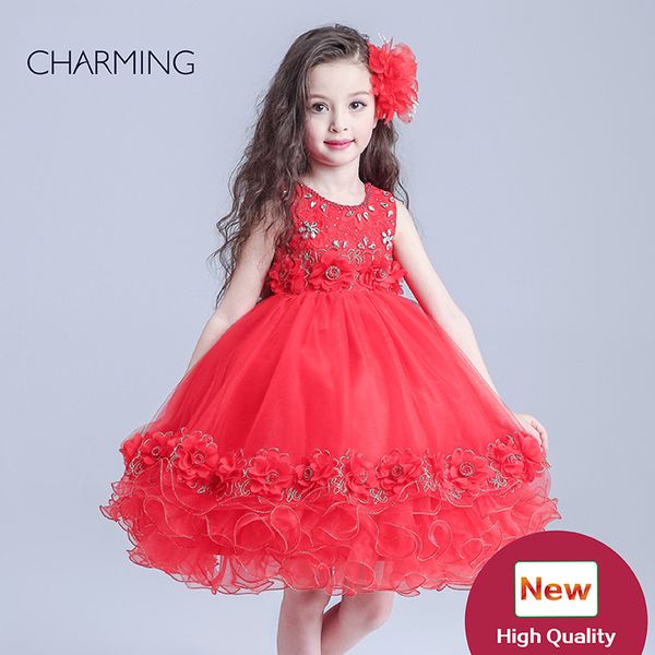 children and beauty pageants designer dresses for kids red round neck style satin fabric designer dresses, White;red
children and beauty pageants designer dresses for kids red round neck style satin fabric designer dresses, White;red