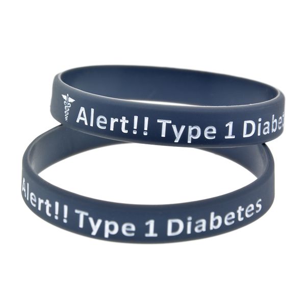 1pc alert type 1 diabetes silicone wristband size a great message to carry in case emergency, Black
1pc alert type 1 diabetes silicone wristband size a great message to carry in case emergency, Black