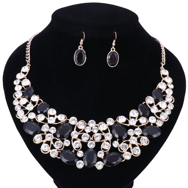 women moroccan style bridal necklace earrings jewelry set with rhinestones crystal fashion wedding jewelry sets 8 colors, Black
women moroccan style bridal necklace earrings jewelry set with rhinestones crystal fashion wedding jewelry sets 8 colors, Black