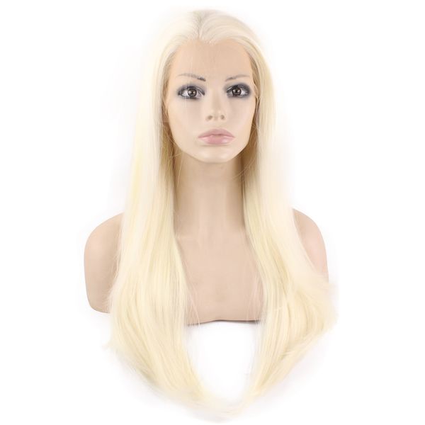 24" long platinum blonde straight wig 150% density heat resistant synthetic hair lace front fashion wig, Black
24" long platinum blonde straight wig 150% density heat resistant synthetic hair lace front fashion wig, Black