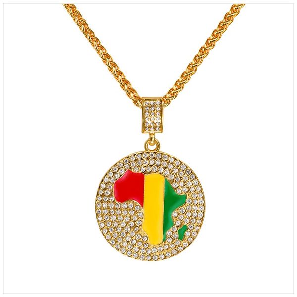 hip hop gold plated map of africa jamaica circular necklaces pendants mosaic crystal necklace for mens, Silver
hip hop gold plated map of africa jamaica circular necklaces pendants mosaic crystal necklace for mens, Silver