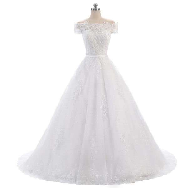 off the shoulder ball gown wedding dresses lace appliques sashes bridal gowns vestido de novias princess luxury wedding gowns, White
off the shoulder ball gown wedding dresses lace appliques sashes bridal gowns vestido de novias princess luxury wedding gowns, White