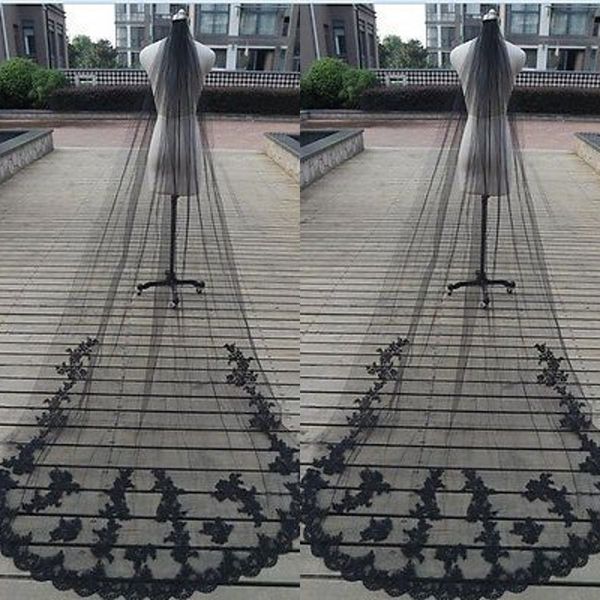 stunning custom made gothic black veil one layer tulle halloween bridal veils with exquisite lace appliques sweep train
stunning custom made gothic black veil one layer tulle halloween bridal veils with exquisite lace appliques sweep train