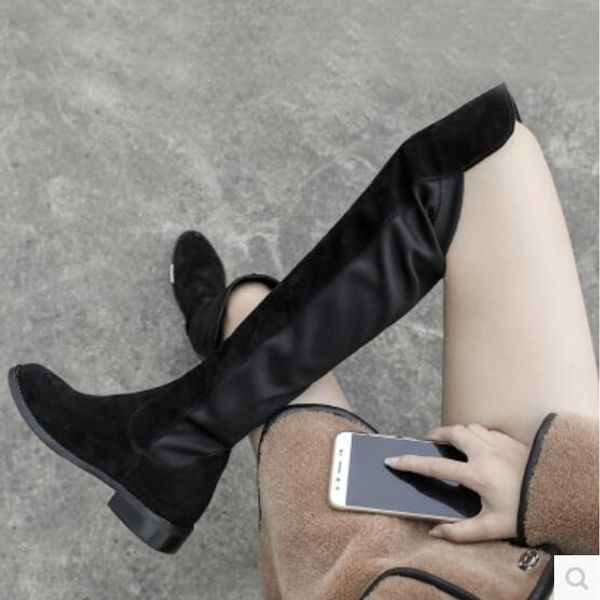 2017 winter boots boutique luxury fashion brand matte suede genuine leather knees stitching soft women boots plus size, Black
2017 winter boots boutique luxury fashion brand matte suede genuine leather knees stitching soft women boots plus size, Black