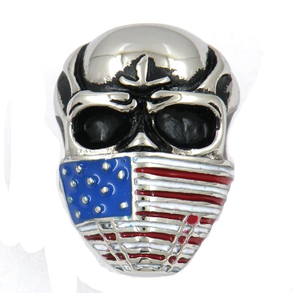 fanssteel stainless steel punk vintage mens or womens jewelry signet ring red white blue enamel mask skull ring fsr12w41, Silver
fanssteel stainless steel punk vintage mens or womens jewelry signet ring red white blue enamel mask skull ring fsr12w41, Silver