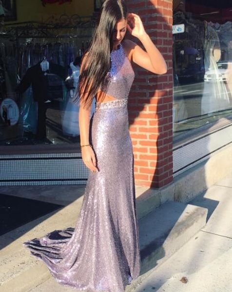 sparkly silver sequined prom dresses 2017 halter sleeveless backless mermaid evening dresses cutaway sides crystal beaded party gowns, Black
sparkly silver sequined prom dresses 2017 halter sleeveless backless mermaid evening dresses cutaway sides crystal beaded party gowns, Black