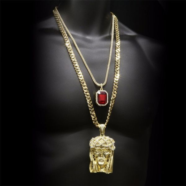 Hip hop Jewelry Set Golden Crowned Jesus Head Pendant & Iced Out Square Gem Crystal Necklace Set Cuban chain
Hip hop Jewelry Set Golden Crowned Jesus Head Pendant & Iced Out Square Gem Crystal Necklace Set Cuban chain