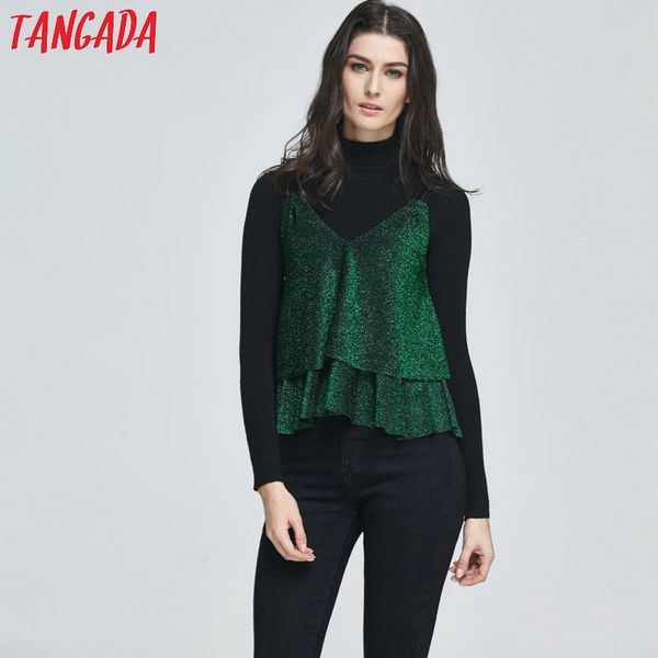 wholesale- tangada fashion women green shirts 2017 korean style double layer ruffles strap sleeveless backless v-neck camis tank 3d38, White
wholesale- tangada fashion women green shirts 2017 korean style double layer ruffles strap sleeveless backless v-neck camis tank 3d38, White