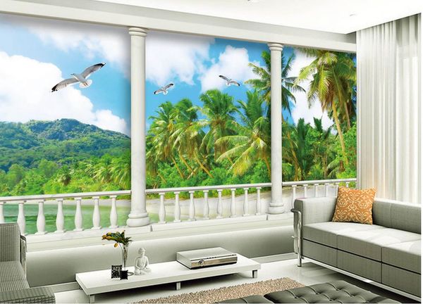 new custom 3d beautifu ldream green grape 3d door and window landscape wall wall tv background wall