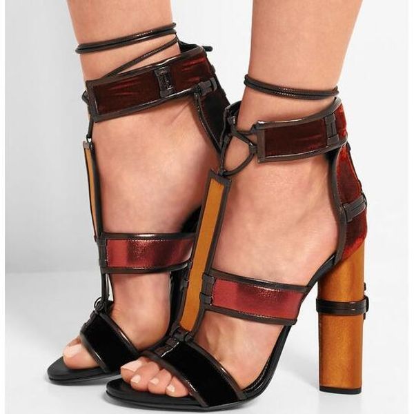 2017 Sandals Woman Black White Denim Purple Orange Patchwork Gladiator Sandals Thick High Heels Lace Up shoes Real Pics Sandals
2017 Sandals Woman Black White Denim Purple Orange Patchwork Gladiator Sandals Thick High Heels Lace Up shoes Real Pics Sandals