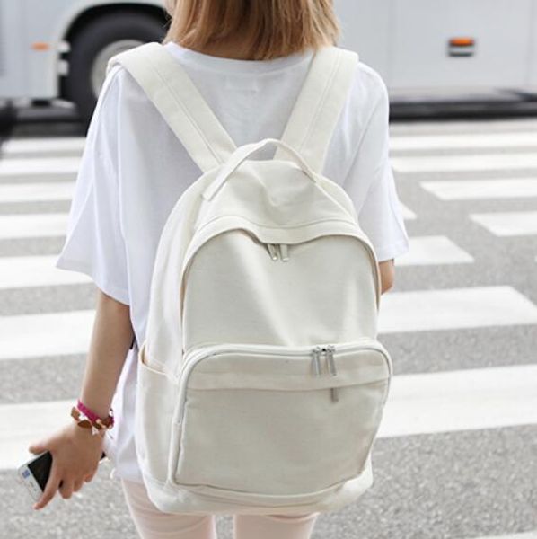 

wholesale- 2017 fashion women canvas backpacks white school bags for teenagers girls casual rucksack shouder bags large travel bags wm8952