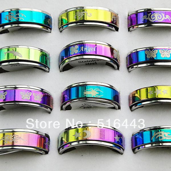 a-354 30pcs wholesale jewelry lots double layer rainbow spin stainless steel men womens rings, Golden;silver
a-354 30pcs wholesale jewelry lots double layer rainbow spin stainless steel men womens rings, Golden;silver