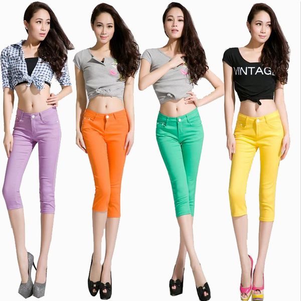 wholesale- women fashion candy colors slim elastic pencil pants capris jean high quality, Blue
wholesale- women fashion candy colors slim elastic pencil pants capris jean high quality, Blue