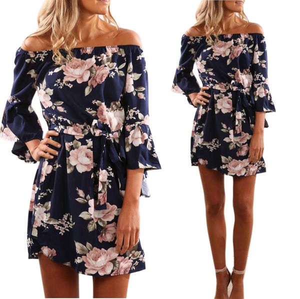 wholesale- fashion belt 2017 new sunmer dress women off shoulder flower printing vestidos casual dresses office dress, White;black
wholesale- fashion belt 2017 new sunmer dress women off shoulder flower printing vestidos casual dresses office dress, White;black