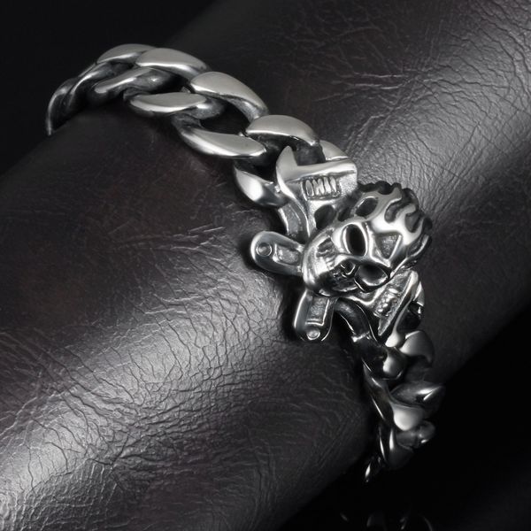 lsl jewelry fashion punk rock men skeleton bracelets male personalized jewelry stainless steel wrench skull bracelet accessories dmgs801, White
lsl jewelry fashion punk rock men skeleton bracelets male personalized jewelry stainless steel wrench skull bracelet accessories dmgs801, White