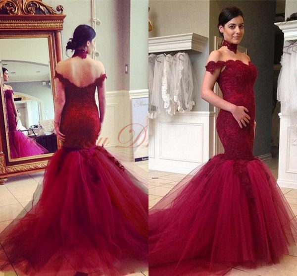 2017 burgundy off the shoulder mermaid prom dresses lace appliques v back tulle court train formal evening party gowns custom made, Black
2017 burgundy off the shoulder mermaid prom dresses lace appliques v back tulle court train formal evening party gowns custom made, Black