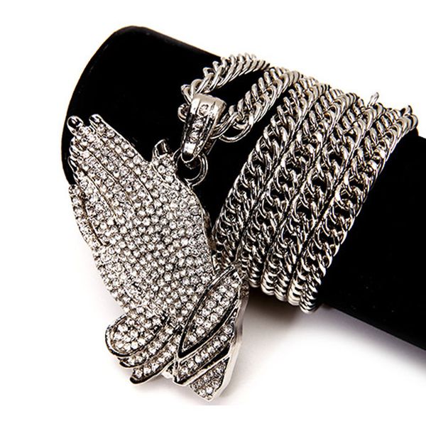 new praying hands hiphop bling necklace mens religous jewelry iced out prayer jesus women men gift, Silver
new praying hands hiphop bling necklace mens religous jewelry iced out prayer jesus women men gift, Silver