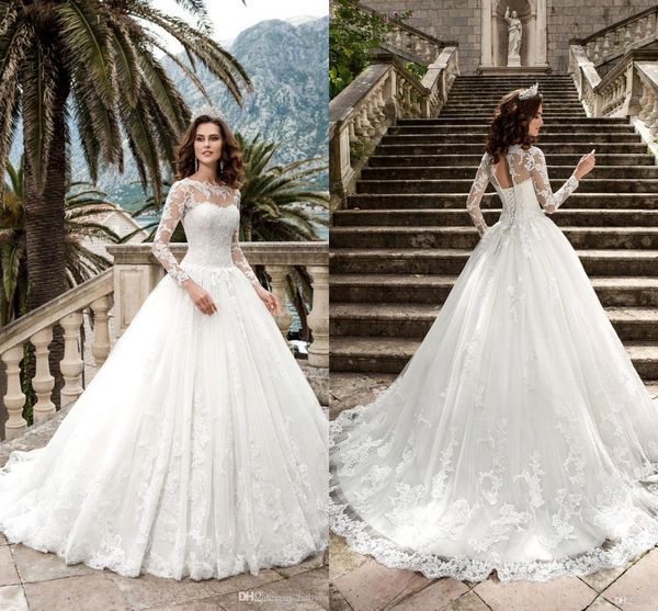 country style sheer long sleeves wedding dresses 2017 elegant lace appliqued tulle corset back bridal gowns custom made wedding gowns, White
country style sheer long sleeves wedding dresses 2017 elegant lace appliqued tulle corset back bridal gowns custom made wedding gowns, White