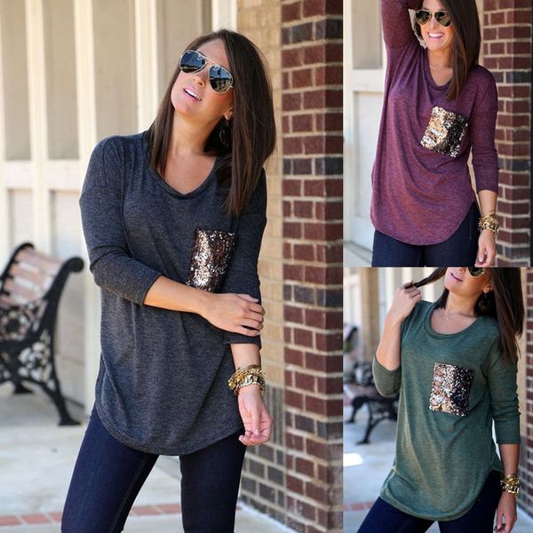 2016 autumn women long sleeve polyester blouses fashion sequins pocket decoration o-neck shirts 3colors size s-2xl, White
2016 autumn women long sleeve polyester blouses fashion sequins pocket decoration o-neck shirts 3colors size s-2xl, White
