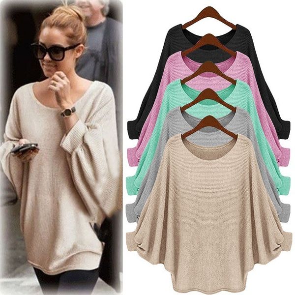 wholesale- women autumn winter cashmere blend sweater o-neck fat pullovers long sleeve jumpers womens knitted sweaters batwing sleeve d604, White;black
wholesale- women autumn winter cashmere blend sweater o-neck fat pullovers long sleeve jumpers womens knitted sweaters batwing sleeve d604, White;black