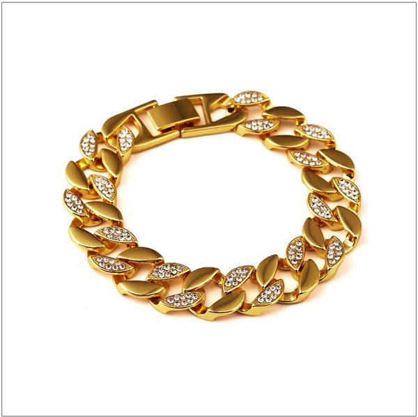 2017 new mens bracelets with bling rhinestone gold plated bracelet hip hop jewelry, White
2017 new mens bracelets with bling rhinestone gold plated bracelet hip hop jewelry, White